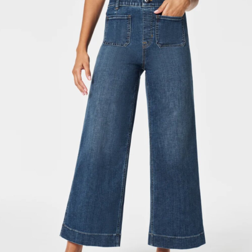 Spanx Cropped Wide Leg Jeans with Patch Pockets